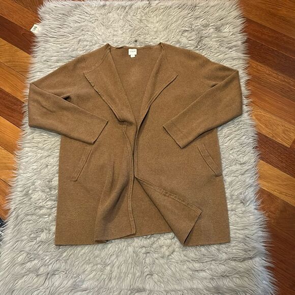 Jcrew women’s‎ brown thick cotton open long cardigan size medium - Picture 1 of 6